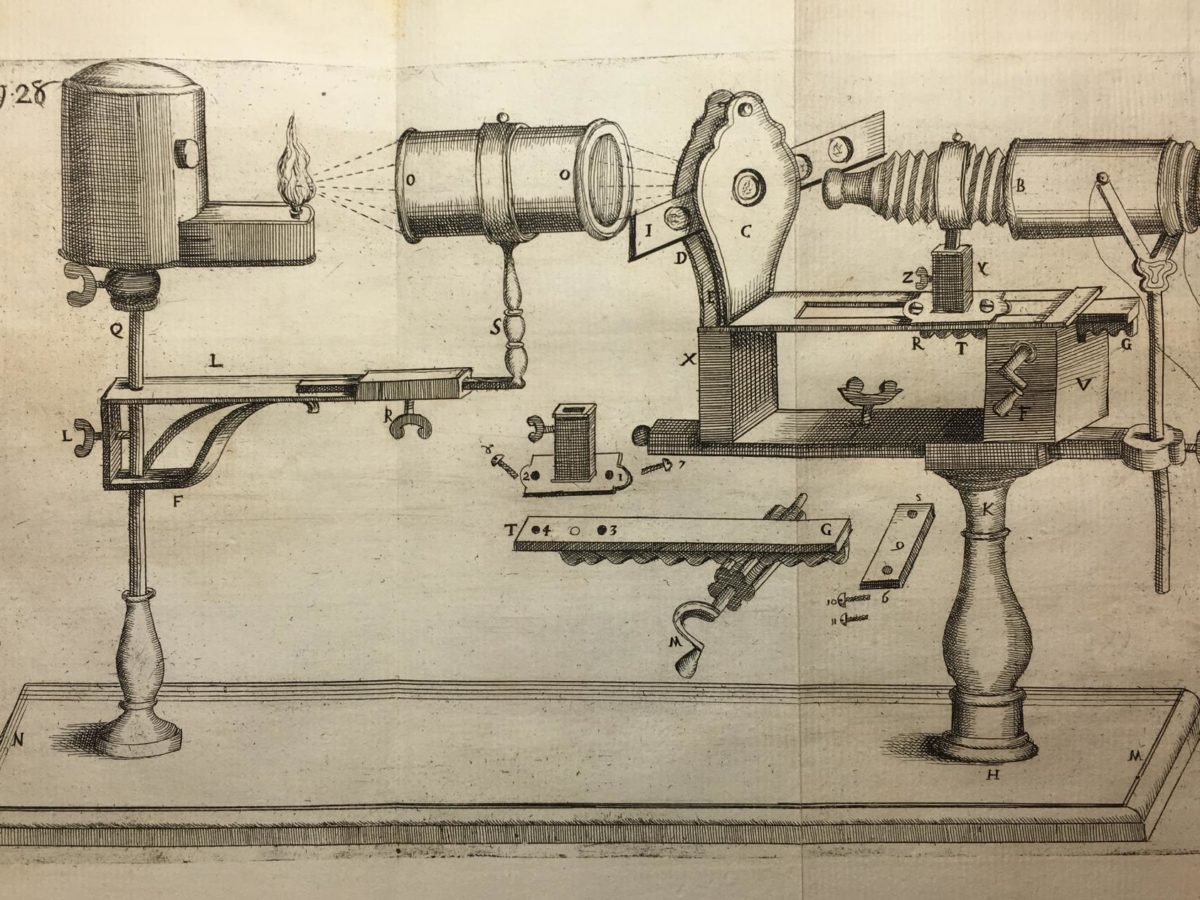 Filippo Buonanni, Buonanni's invention of a universal microscope in 'Micrographia Curiosa,' 1703. Engraving, page 28. Cat. nr. F 11213. Rijksmuseum Boerhaave